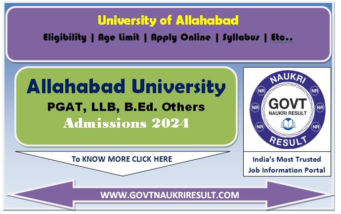 Allahabad University PGAT 2024 Result  