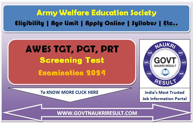  Army School AWES TGT PGT PRT Result 2024 