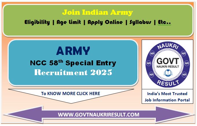  Army NCC 58th Entry October 2025 Online Form 