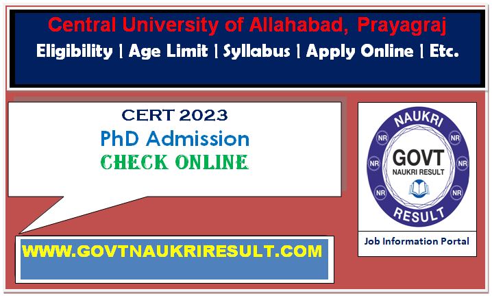  Allahabad University PHd CRET 2023 Online Form  