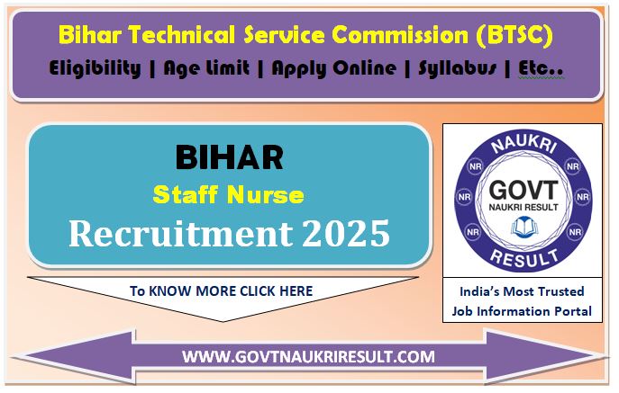  Bihar BTSC Staff Nurse Online Form 2025 