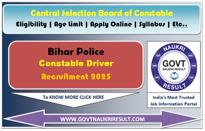  Bihar Police Constable Driver Online Form 2025 for 4361 