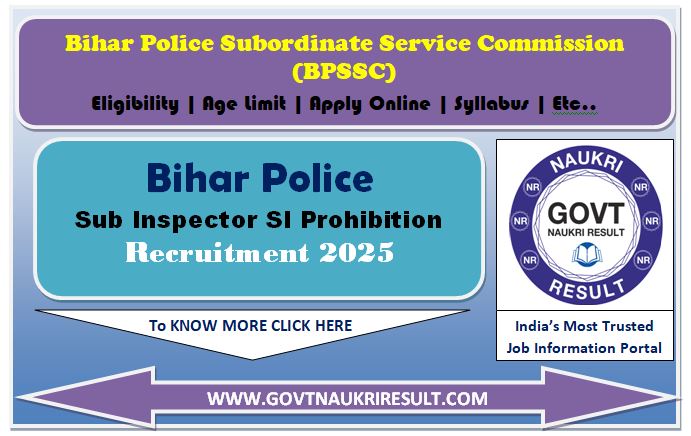  BPSSC SI Prohibition Exam Date 2025 
