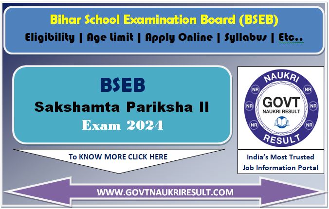  BSEB Bihar Sakshamta Pariksha II Online Form 2024 