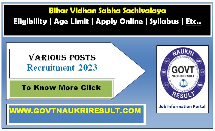  Bihar Vidhan Sabha Driver Advt No 04/2023 Result 
