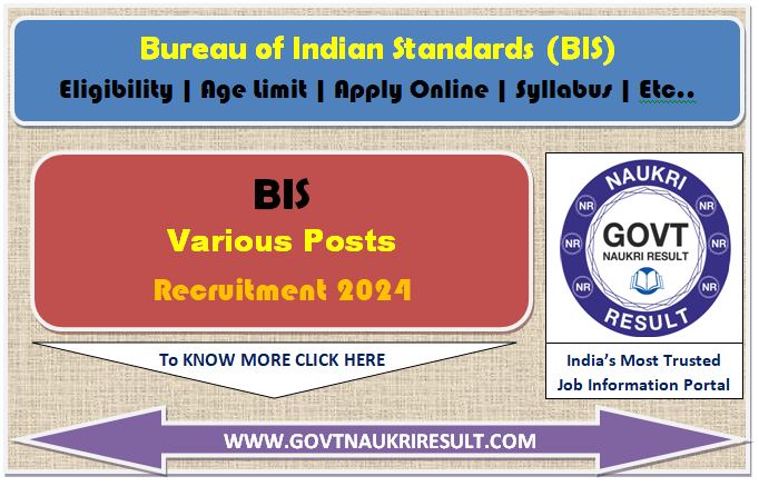 BIS Various Post Admit Card 2024 