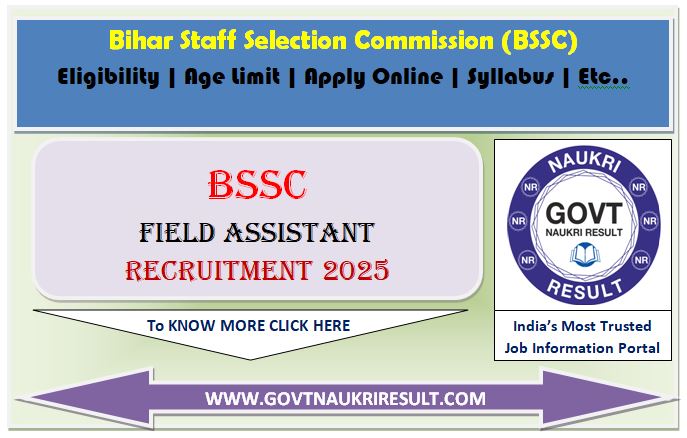  Bihar BSSC Field Assistant Online Form 2025 