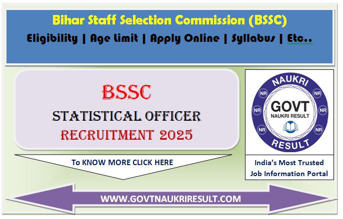  BSSC Sub and Block Statistical Officer Online Form 2025 