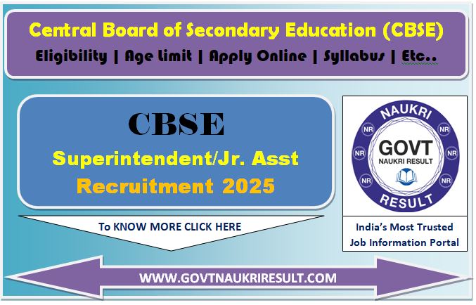  CBSE Superintendent, Junior Assistant Result 2025 
