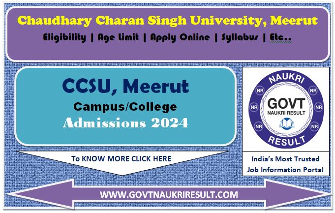  CCSU Meerut College / Campus Admissions Online Form 2024 
