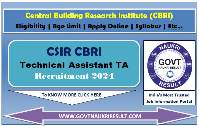  CSIR CBRI Technical Assistant Online Form 2024  