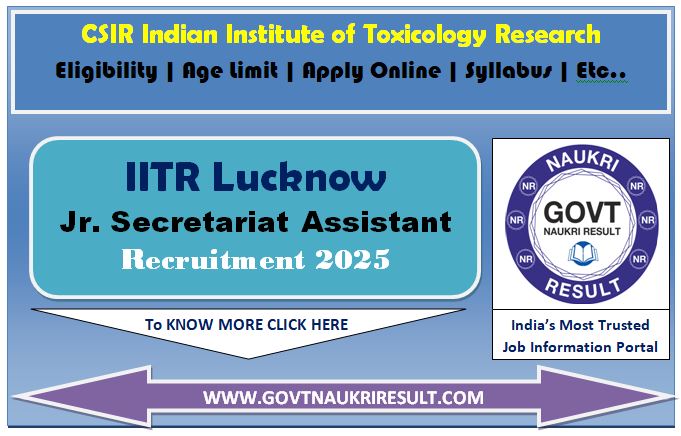  CSIR IITR Lucknow JSA Admit Card 2025 