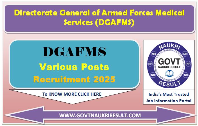  DGAFMS Various Post Admit Card 2025 