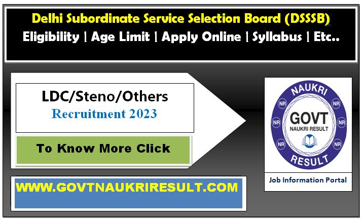  DSSSB LDC, Stenographer, Junior Assistant, Other Post Online Form 