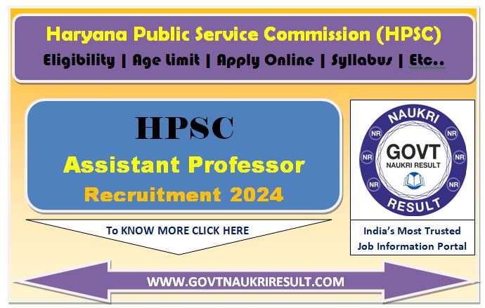  HPSC Assistant Professor Online Form 2024 