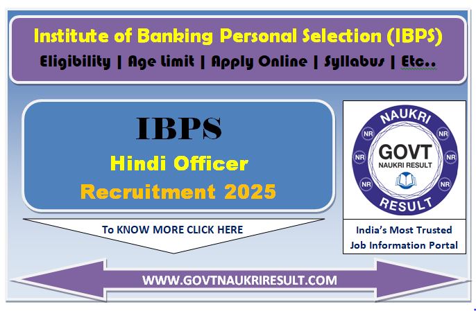  IBPS Hindi Officer Online Form 2025 