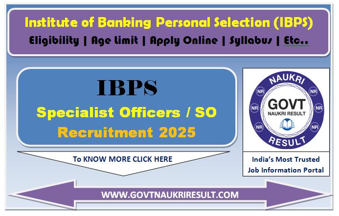  IBPS Specialist Officer SO 15th Online Form 2025 