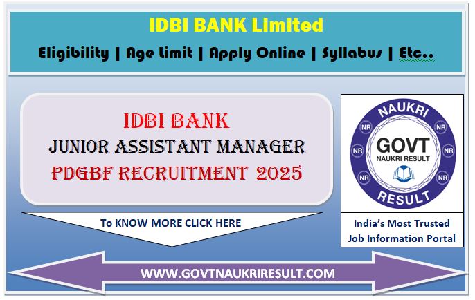  IDBI Bank Junior Assistant Manager JAM Admit Card 2025 