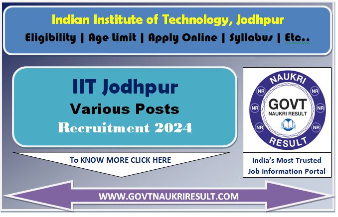  IIT Jodhpur Non Teaching Various Post Online Form 2024  