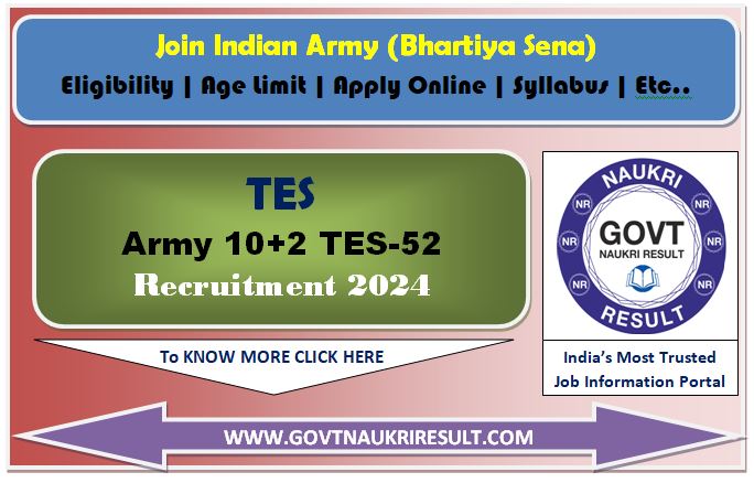  Army 10+2 TES 52 Online Form 2024  