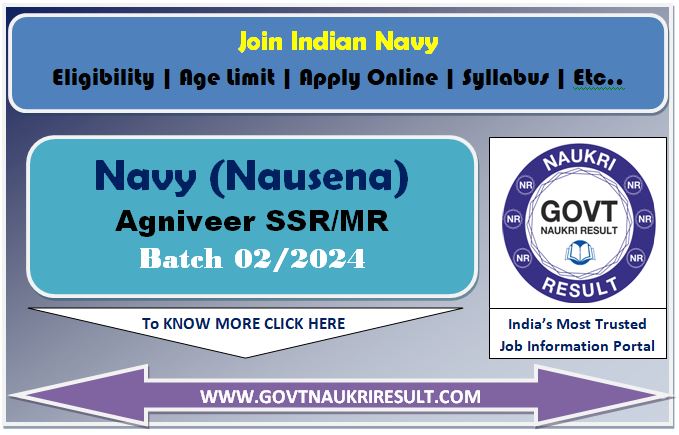  Navy Agniveer SSR / MR 02/2024 Result  