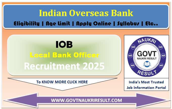  Indian Overseas Bank Local Bank Officer LBO Online Form 2025 