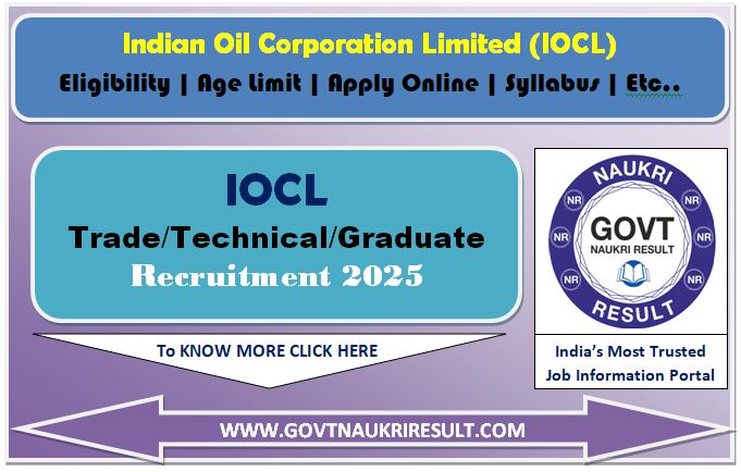  IOCL Trade, Technical, Graduate Apprentices Online Form 2025 