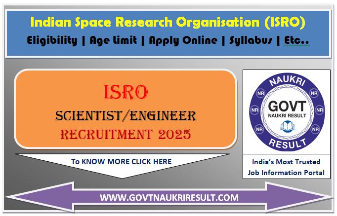  ISRO Scientist / Engineer Online Form 2025 