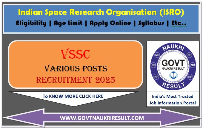  ISRO VSSC Various Post Online Form 2025 