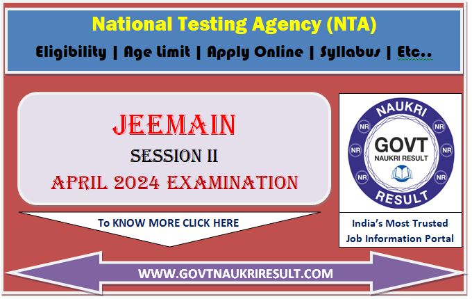  NTA JEEMAIN April 2024 Result  