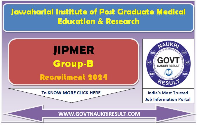  JIPMER Group B, C Various Post Result 2024 