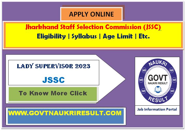  JSSC Lady Supervisor JLSCE 2023 Admit Card  