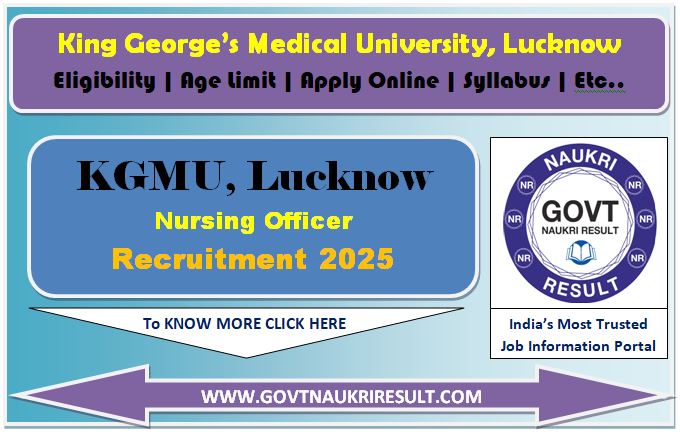  KGMU Nursing Officer Online Form 2025 
