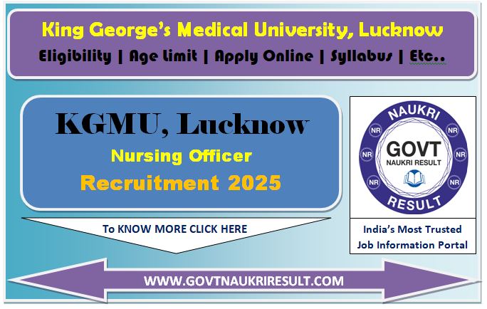  KGMU Nursing Officer Online Form 2025 