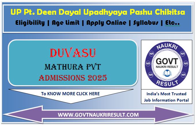  DUVASU Mathura PVT Admit Card 2025 