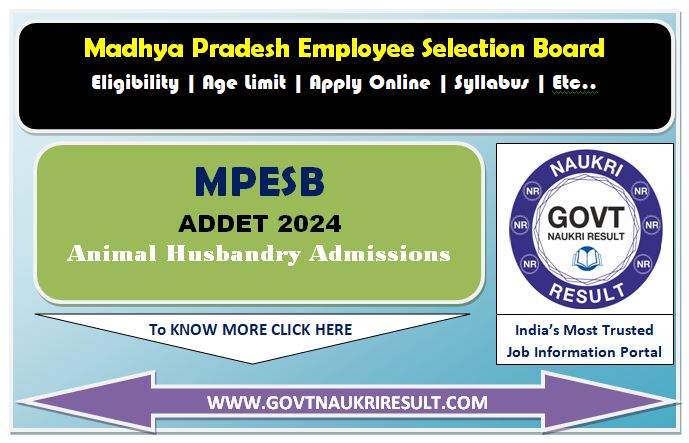  MPESB ADDET Entrance Exam Result 2024 