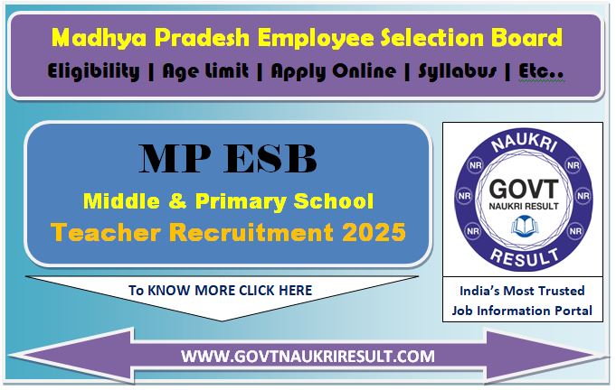  MPESB Middle / Primary School Teacher Admit Card 2025 