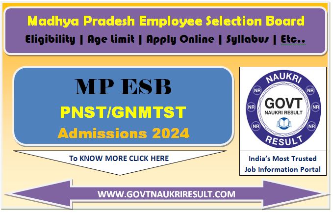  MPESB PNST / GNMTST Result 2024  
