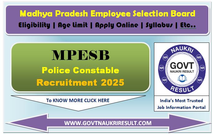  MPESB MP Police Constable Online Form 2025 for 7500 Post 
