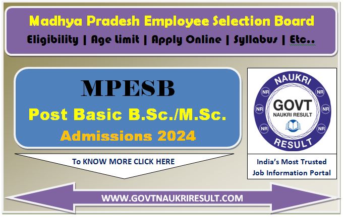  MPESB PBBSc / MSc Nursing Admission Test Result 2024 
