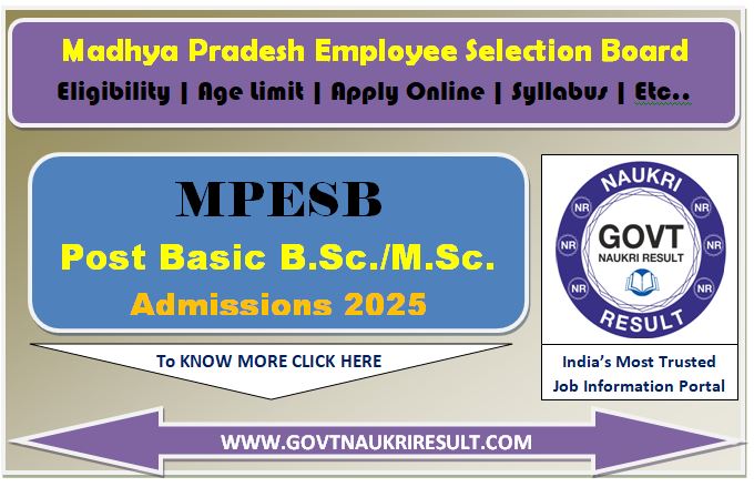  MPESB BSc Nursing MSc Nursing Result 2025 : Entrance Exam 