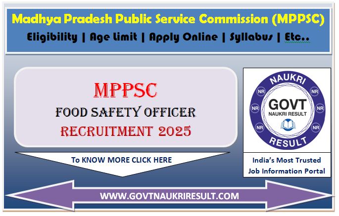  MPPSC Food Safety Officer FSO Online Form 2025 