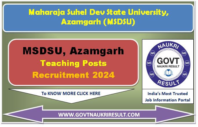  MSDSU Azamgarh Teaching Post Online Form 2024 