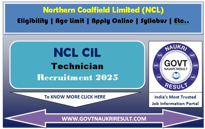  Northern Coalfield NCL Technician Online Form 2025 