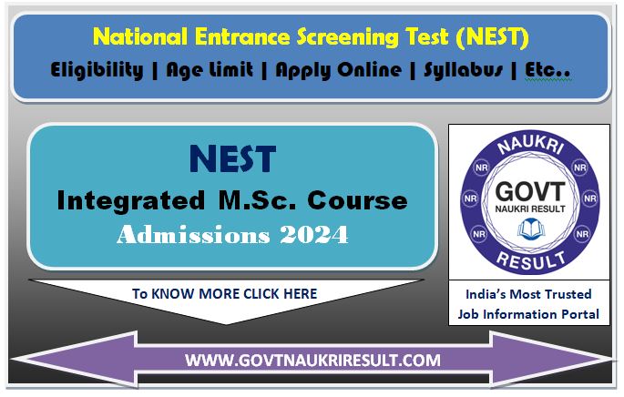  NEST 2024 Entrance Exam Result  