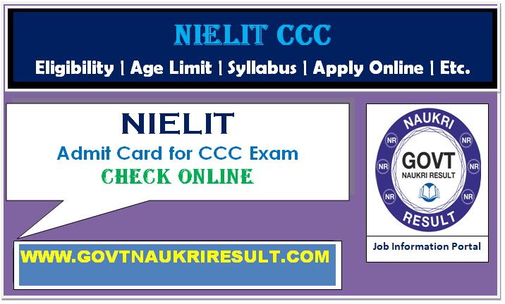  NIELIT CCC Admit Card April 2025 