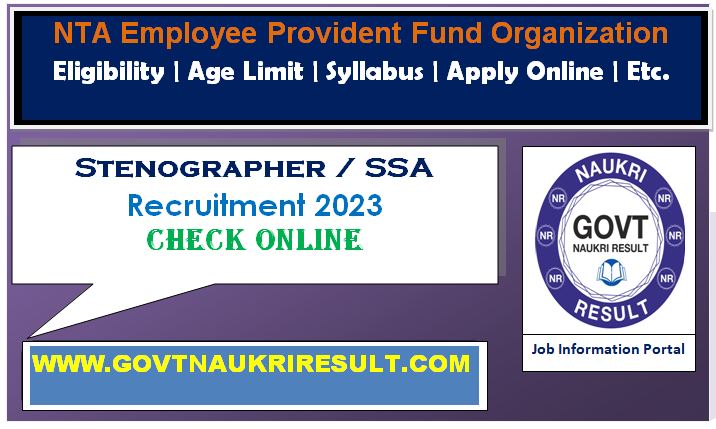  NTA EPFO SSA 2023 Score Card  