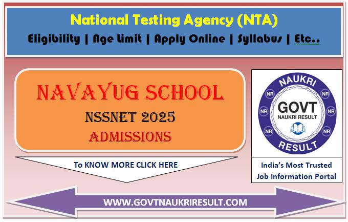  NTA Navayug School NSSNET 2025 Online Form 