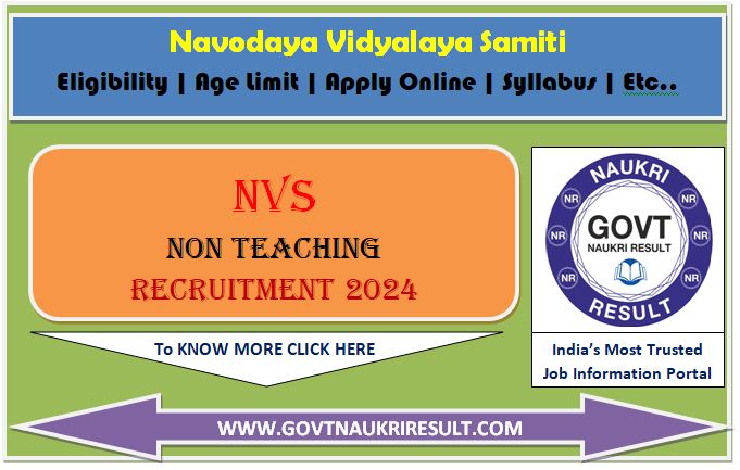  NVS Non Teaching Various Post Exam Date 2025 