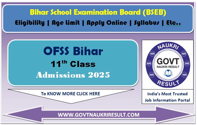  OFSS Bihar 11th Admissions Online Form 2025 